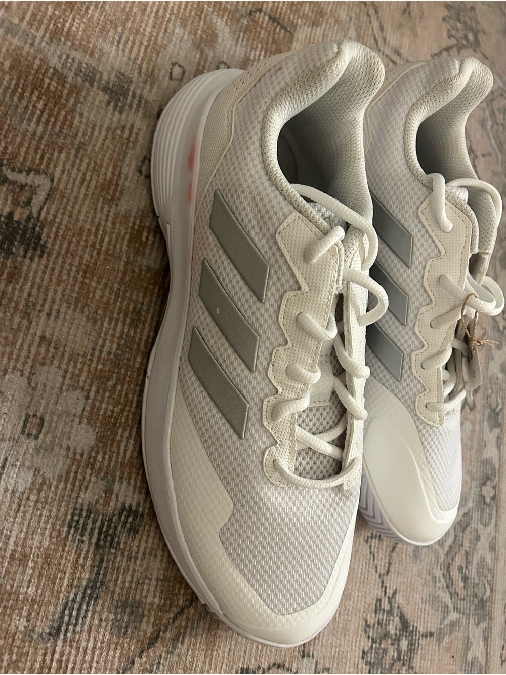 adidas Women's White Sneakers with Gray Stripes - Picture 3 of 6